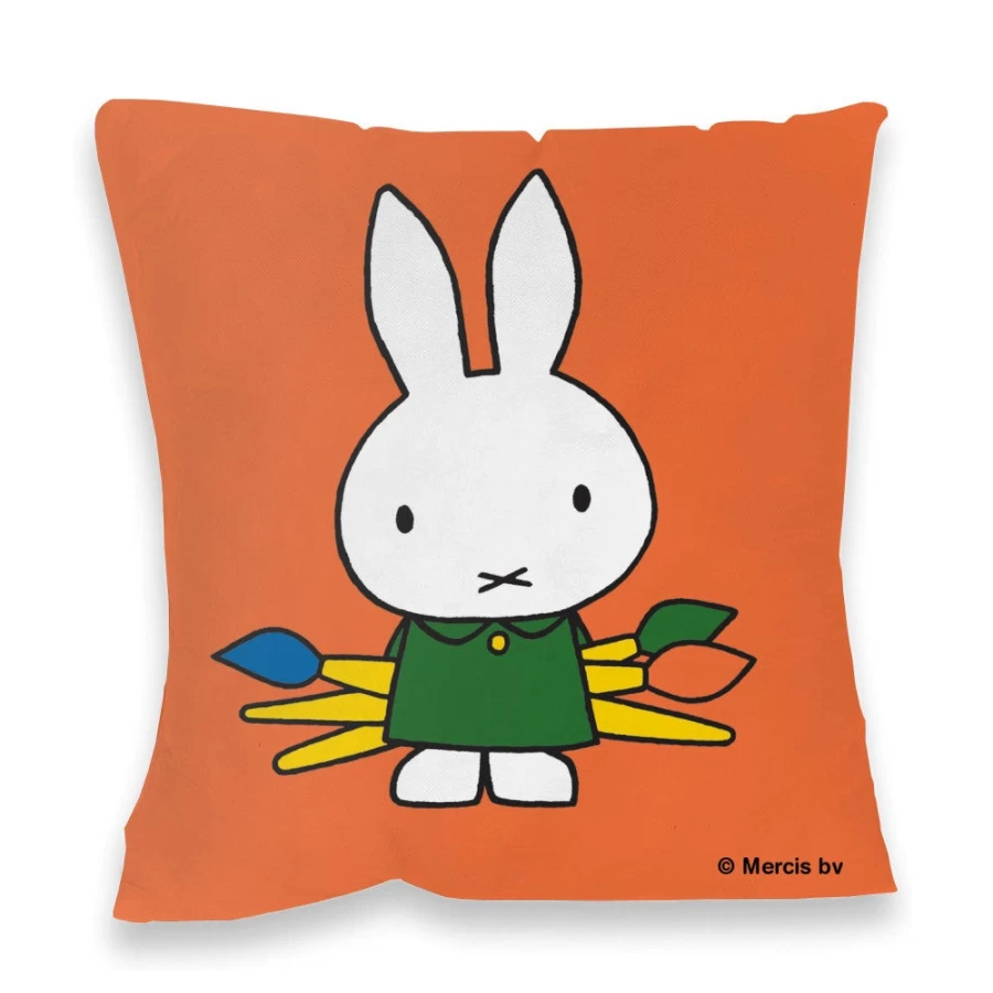 MIFFY Cute Rabbit Holding Paintbrushes Plush Cushion Soft Decorative Pillow