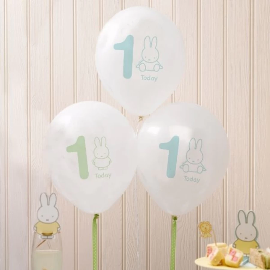 Miffy First Birthday Balloons - 8-Pack Party Decorations for Baby's 1st Birthday