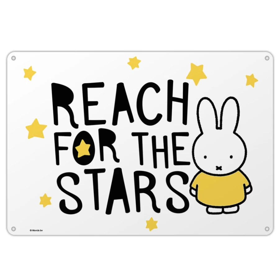 MIFFY Reach For The Stars Retro Metal Wall Art Sign - Decorative Tin Plaque for Kids Room & Nursery Decor