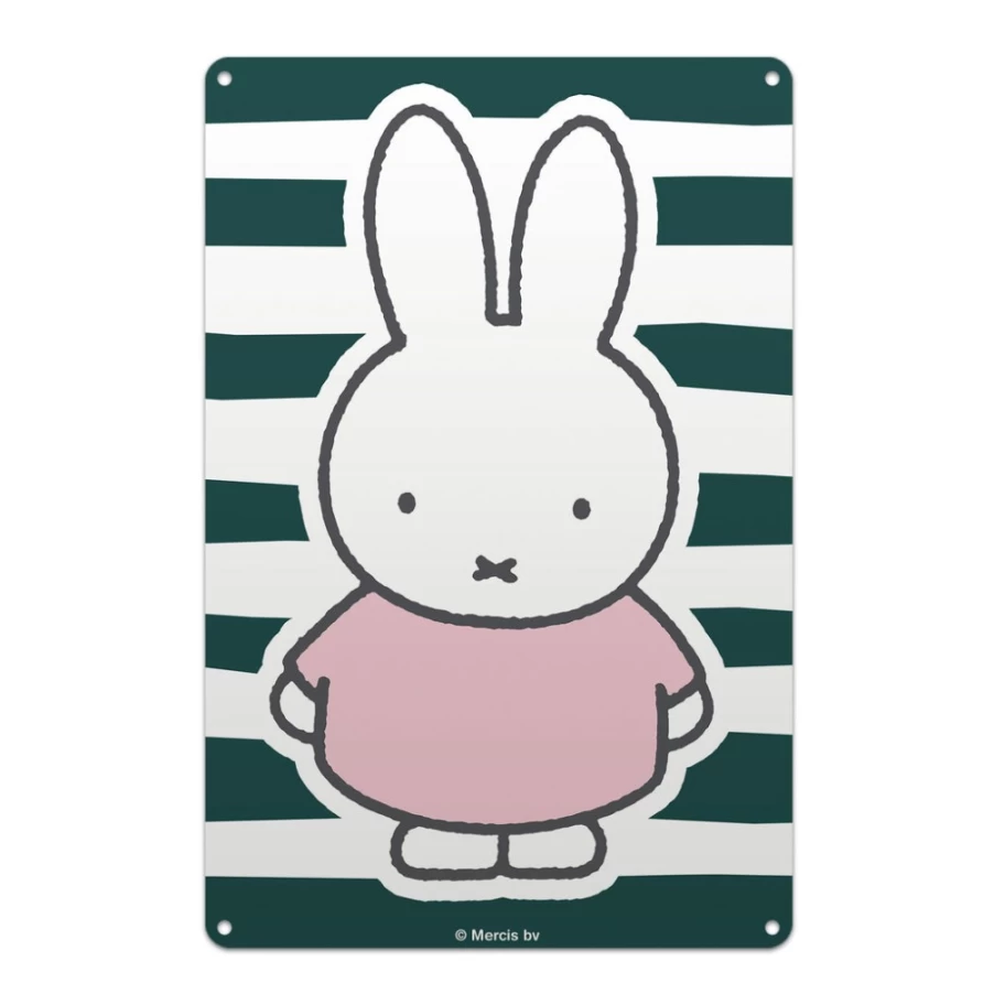 "MIFFY Vintage Floral Stripes Wall Art Metal Sign - Decorative Home Decor"