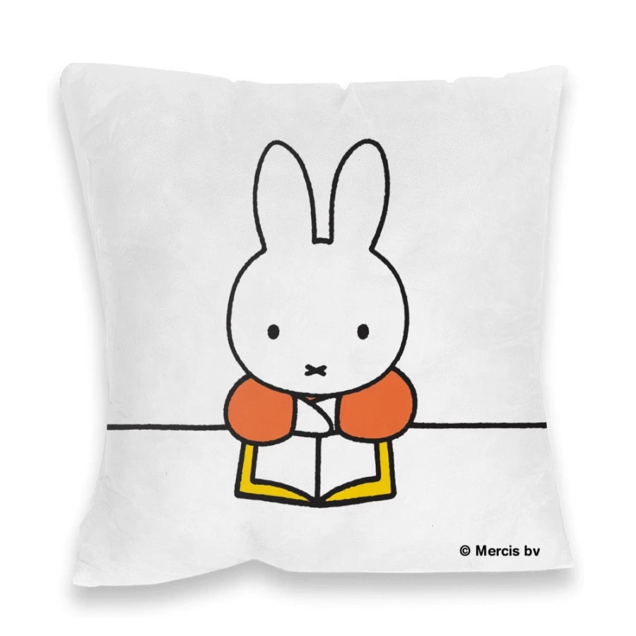 MIFFY Plush Cushion - Miffy Reading A Book Soft Pillow for Kids and Nursery Decor