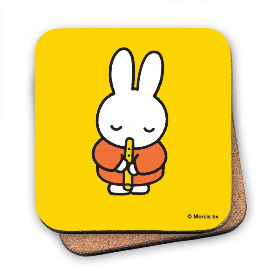 MIFFY Recorder Musical Note Cork Coaster Set - Cute Bunny Design Drink Mat