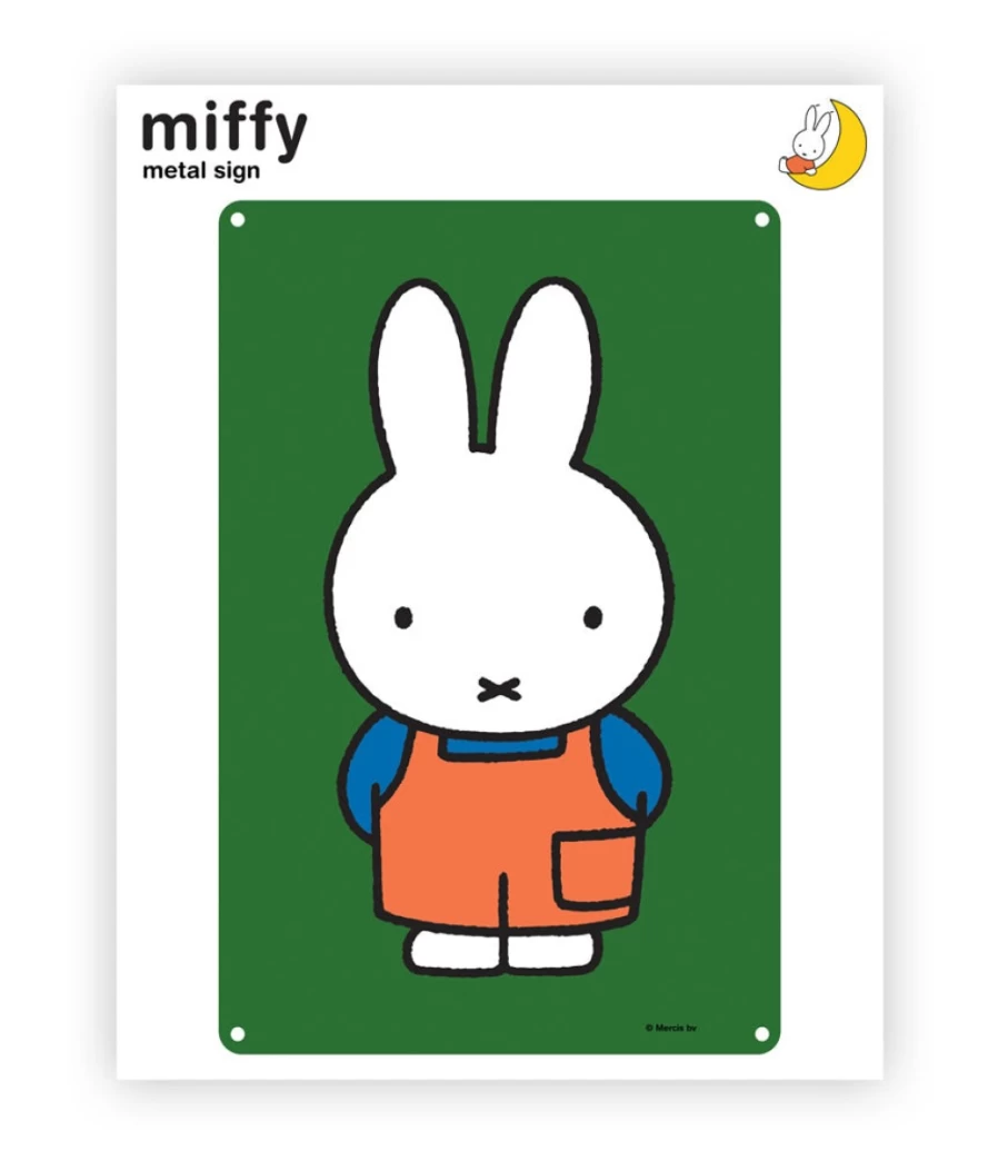 "Vintage MIFFY Bunny Denim Overalls Retro Metal Wall Art Sign"